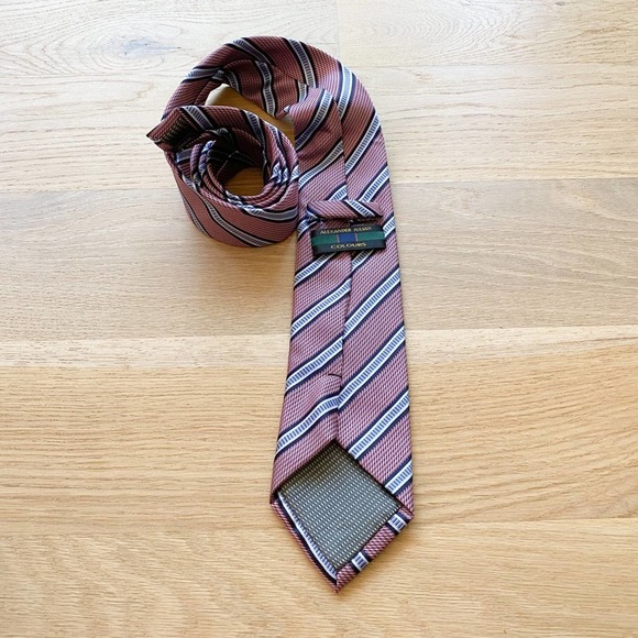 ALEXANDER JULIAN COLOURS Men's Red/Blue Striped Handmade Polyester Necktie sz OS - Picture 4 of 10